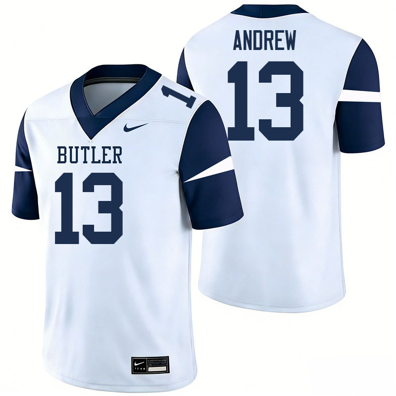 Butler Bulldogs #13 Reagan Andrew College Football Jerseys,Uniforms-White